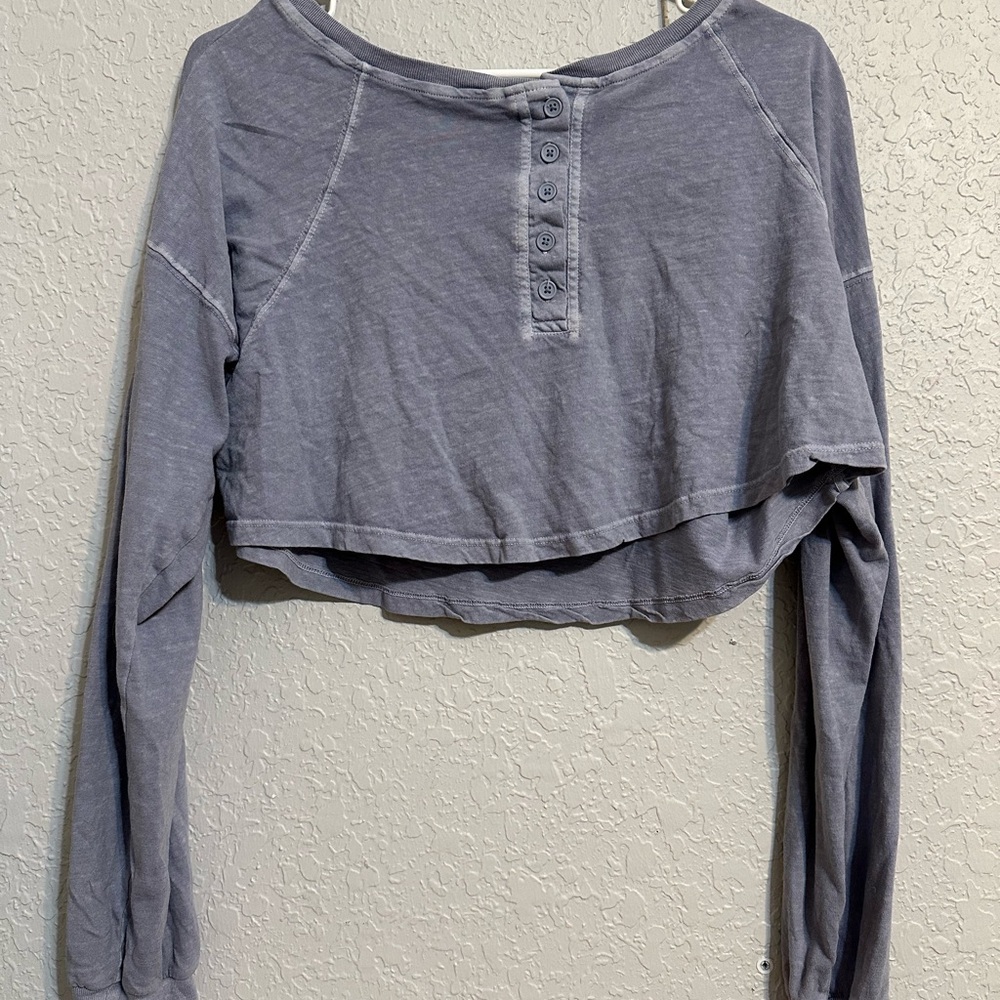 Blueish Gray Long Sleeve Women's Top